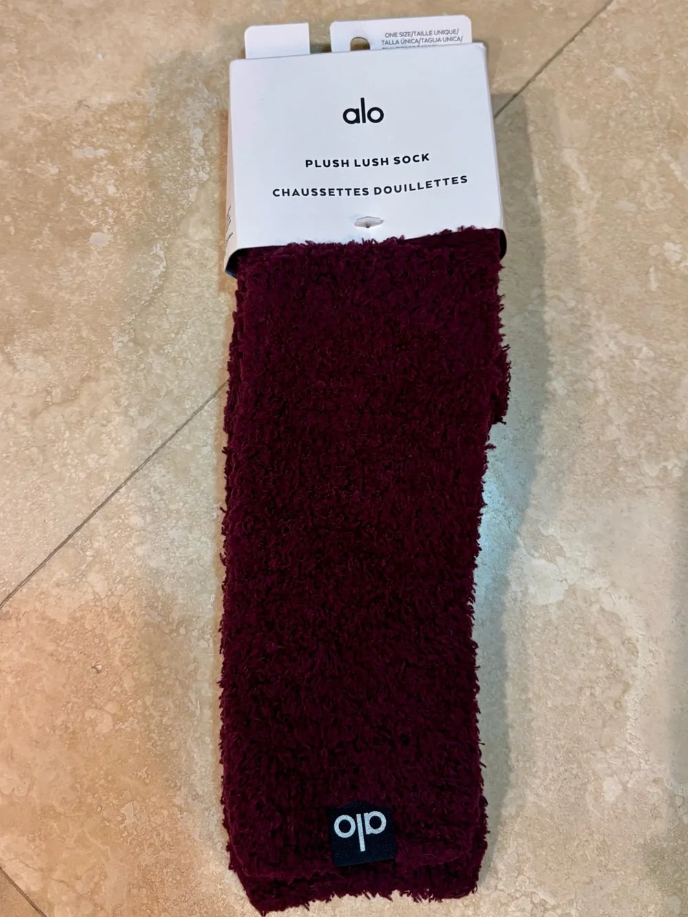 ALO Yoga Plush Lush Sock - Burgundy NWT
